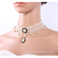 Fashion Lace Pearl Necklace Handmade Bridal Choker Necklaces